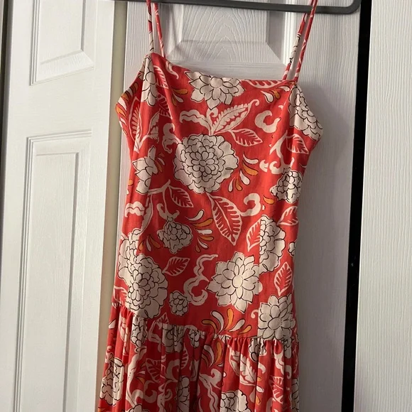 Zara Coral and Cream Floral Dress - Picture 5 of 13